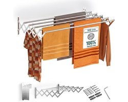 TIM® Wanddroogrek Inklapbaar - Wanddroogrek - Zilver - 80cm x 100cm x 27cm; 2.2 kg