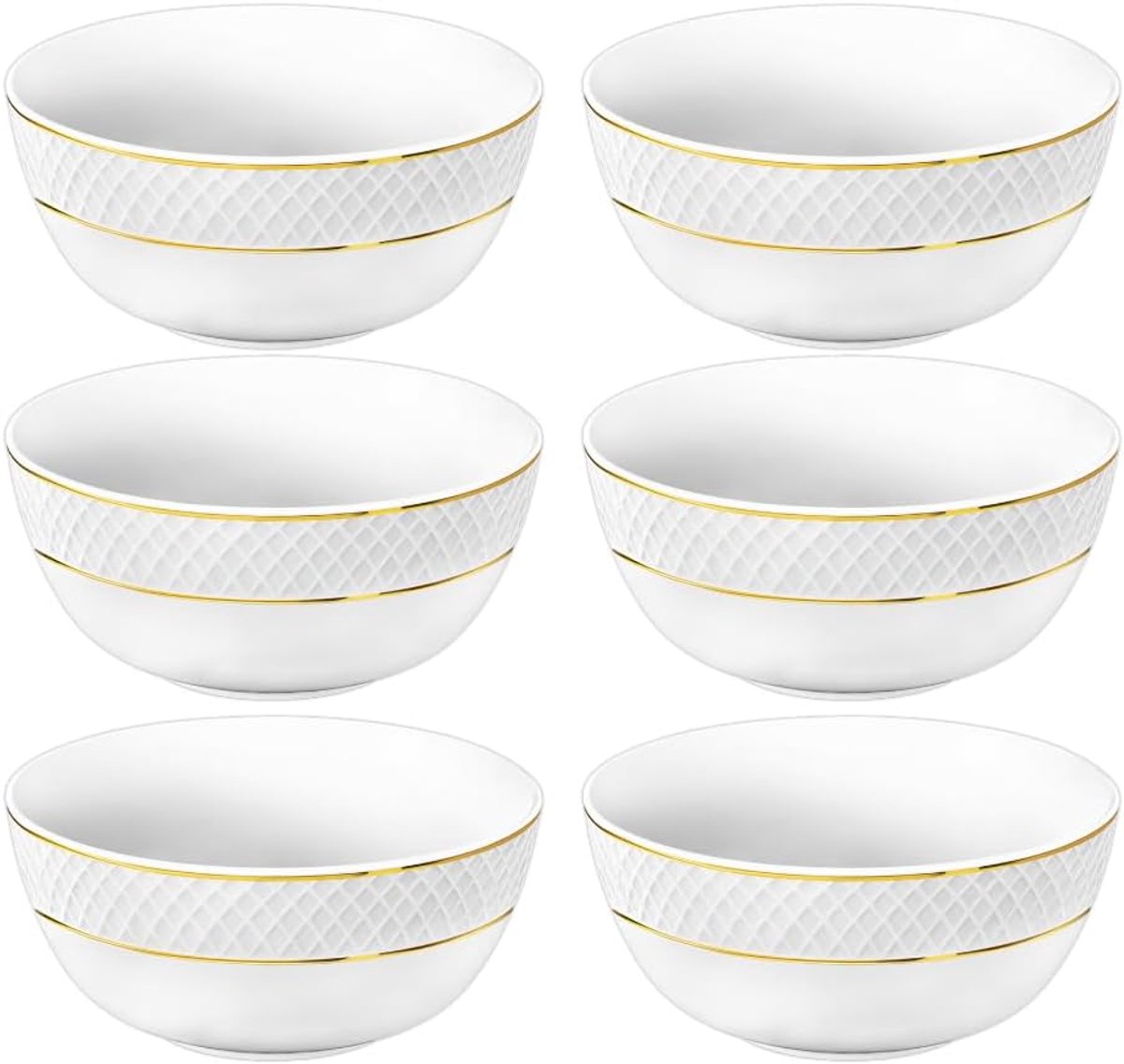 Wilmax Schaaltje 14 cm Wit Porselein met Gouden Rand (6-delig)