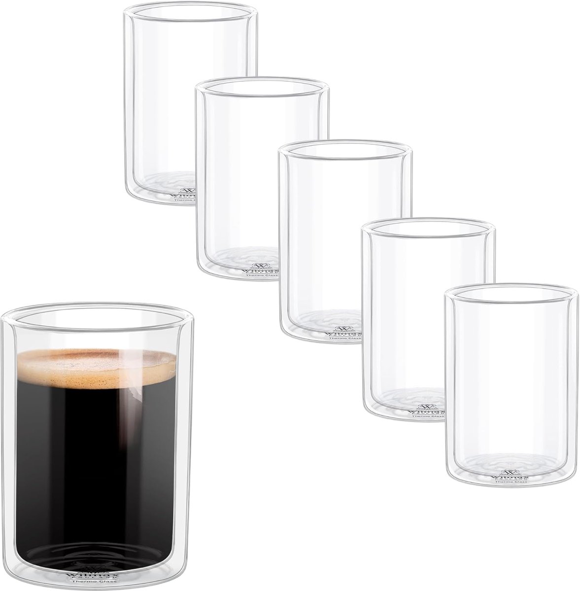 Wilmax England Thermo Glass - Dubbelwandige Koffie en Theeglazen - 200 ml - Set van 6 - Borosilicaatglas