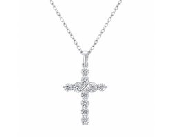 Selevie Ketting Kruis Witgoud met Moissanite 1.ct VVS - volledig bezet - white gold Cross Necklace moissanite 1.ct VVS