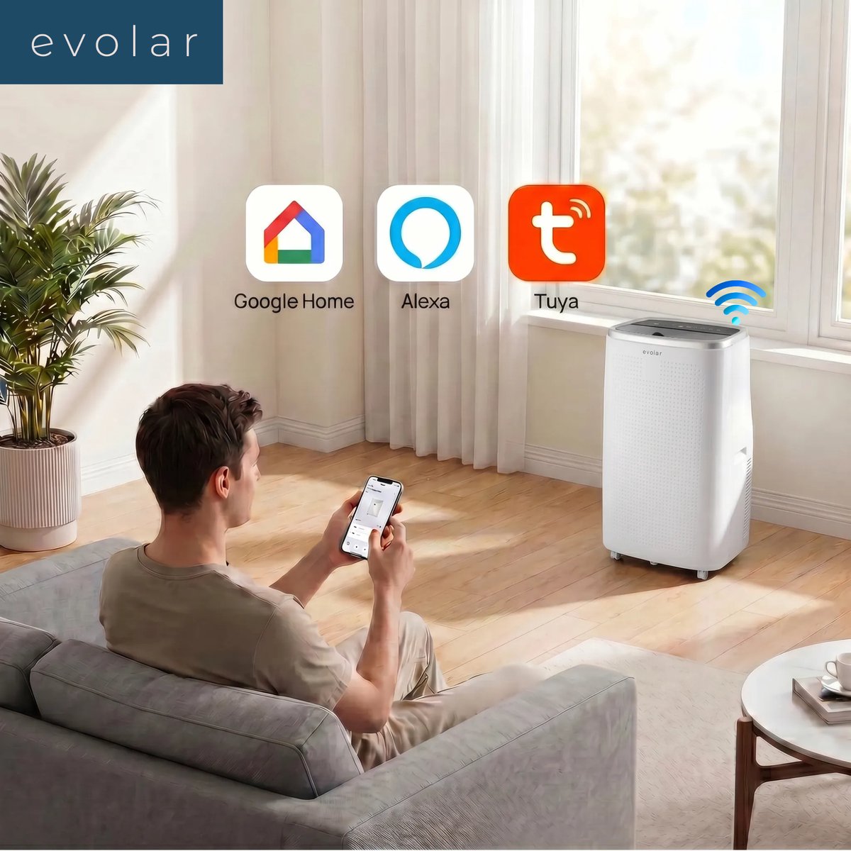 Evolar Mobiele Smart Airco - 18000 BTU - Koelen & Verwarmen - WiFi - App & Afstandsbediening - Airconditioner - met Afvoerslang - Slaapkamer, Woonkamer, Kantoor - EVO-18000CHW thumbnail 5