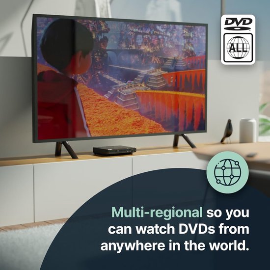 HDMI DVD Speler voor TV | Mini DVD Speler met 1080p Upscaling, Regiovrij, USB en MP3 | Inclusief HDMI Kabel en Afstandsbediening — afbeelding 5