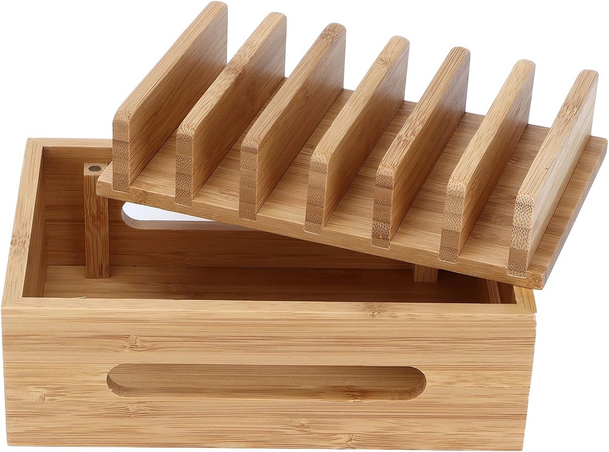 Houten laadstations voor meerdere apparaten, draagbare desktop dock station lader houder organizer voor mobiele telefoons, tablets, oortelefoon, horloge — cadeau in Elektronica - foto 3