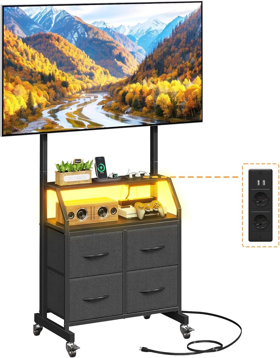Tv Standaard Verrijdbaar - Tv Voet op Wielen - Tv Statief - Universeel