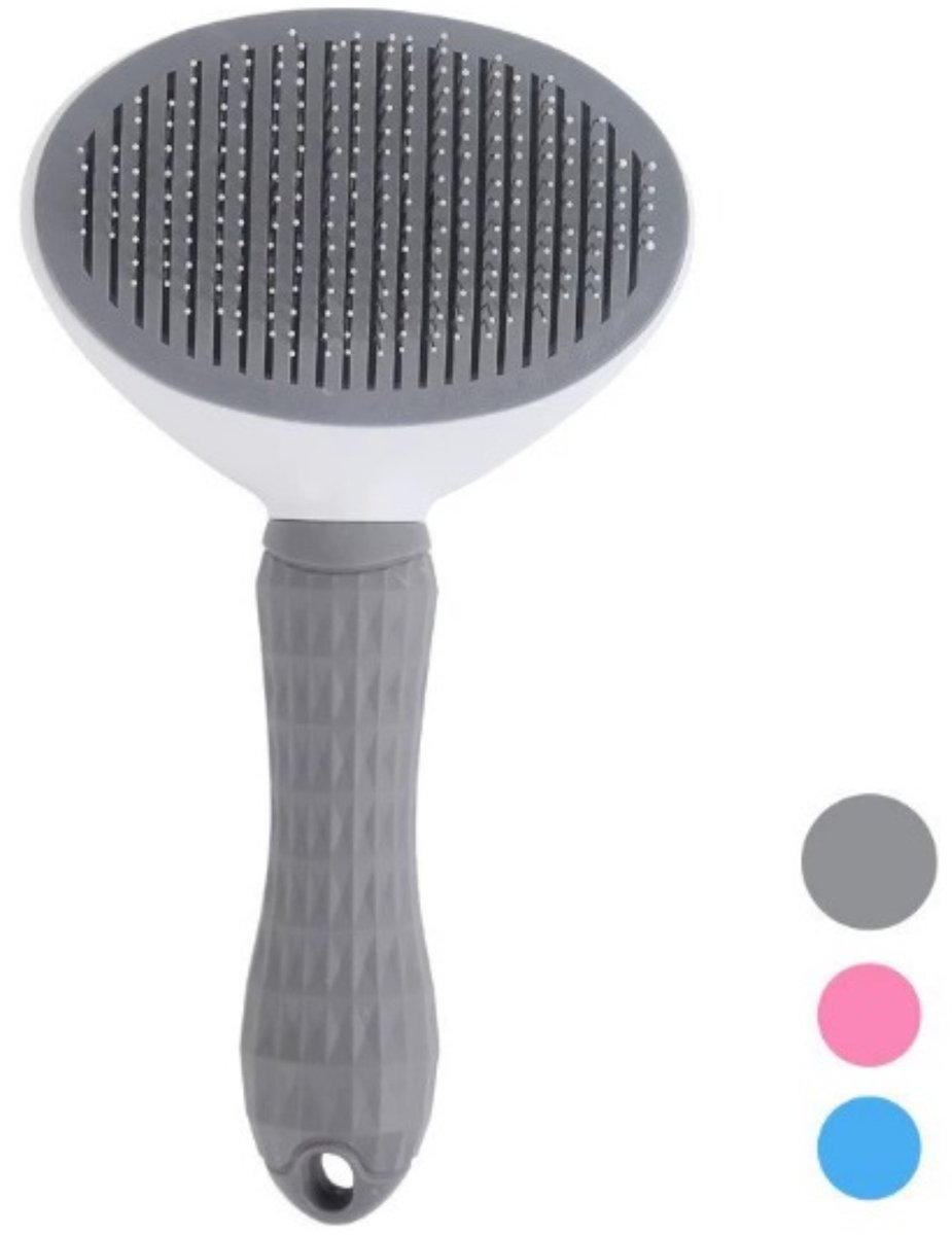 Zelfreinigende Honden- en Kattenborstel - Slicker Brush met Eénknops Reiniging - Verwijdert Losse Haren en Klitten - Professionele Verzorgingsborstel