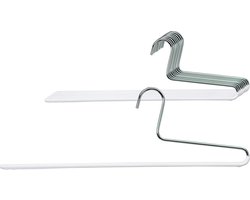 MAWA Trousers Hanger KH, Set of 10, Space Saving, One Rod Clothes Hanger, Perfect for Jeans, Trousers, Skirts and Pantalons, Durable, with Non-Slip Coated, 35cm, White