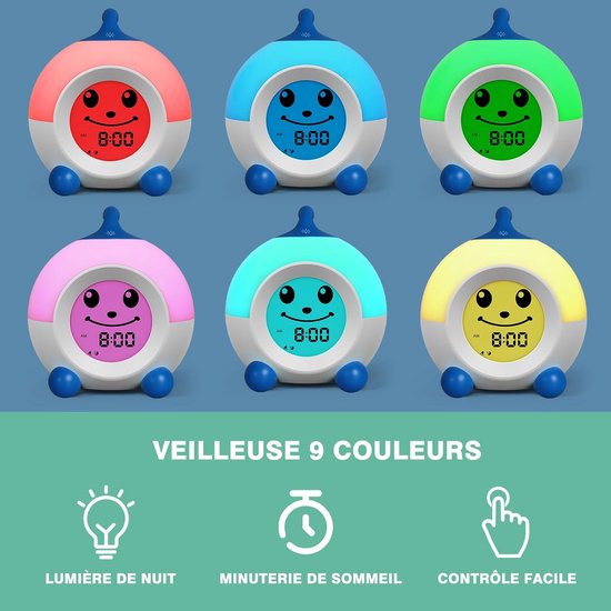 I·CODE Kinderwekker, lichtwekker voor kinderen, met automatische uitschakeling en wake-up light, slaaptrainer voor kinderen, jongens, meisjes, tieners — afbeelding 5