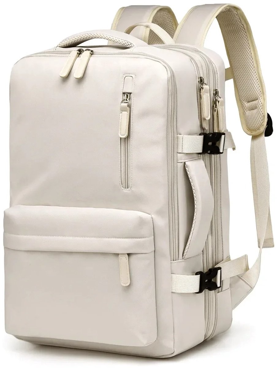SmartLiving.Store - Handbagage 40x30x20 - Handbagage rugzak - Reisrugzak - Backpack - Travel Bag - Lichtbeige/Creme