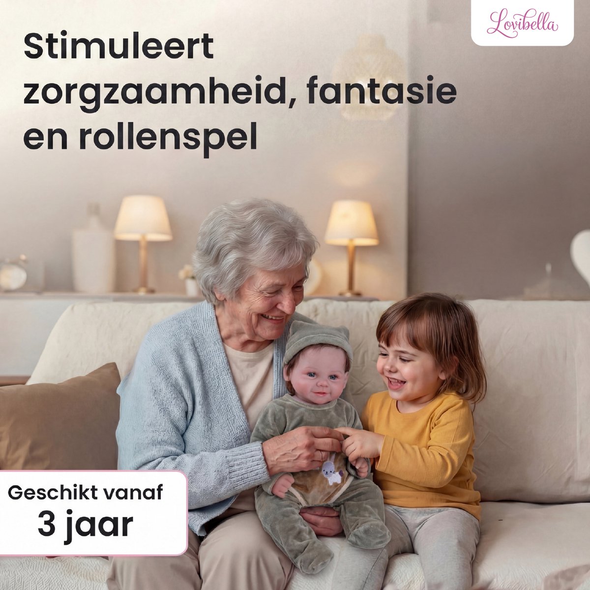Lovibella® Noah Reborn Baby Pop Meisje - Levensechte Babypoppen - Dementie poppen - 45 cm - Complete Accessoires Set - Realistische Poppen - Zoals Echt - Zacht Vinyl - Doll Speelgoed 3 Jaar — afbeelding 4