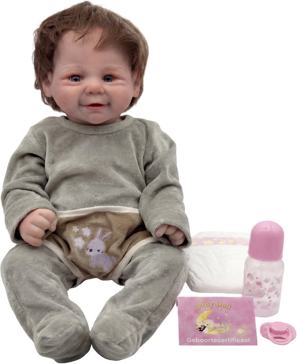 Lovibella® Noah Reborn Baby Pop Meisje - Levensechte Babypoppen - Dementie poppen - 45 cm - Complete Accessoires Set - Realistische Poppen - Zoals Echt - Zacht Vinyl - Doll Speelgoed 3 Jaar