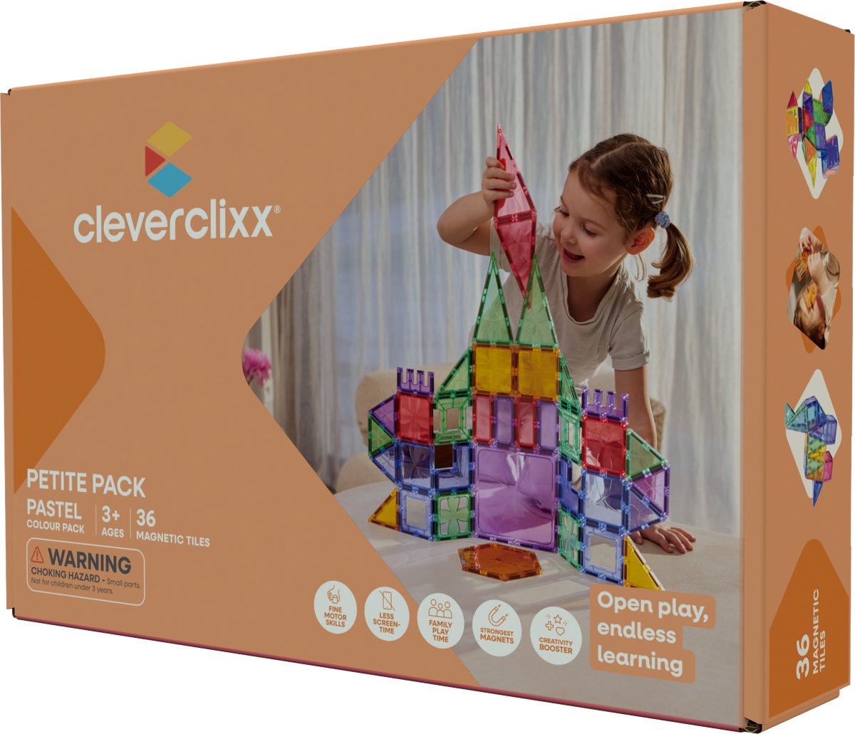 Cleverclixx - Petite Pastel Pack | 36 Stuks - Magnetisch speelgoed - 3+ jaar - STEM