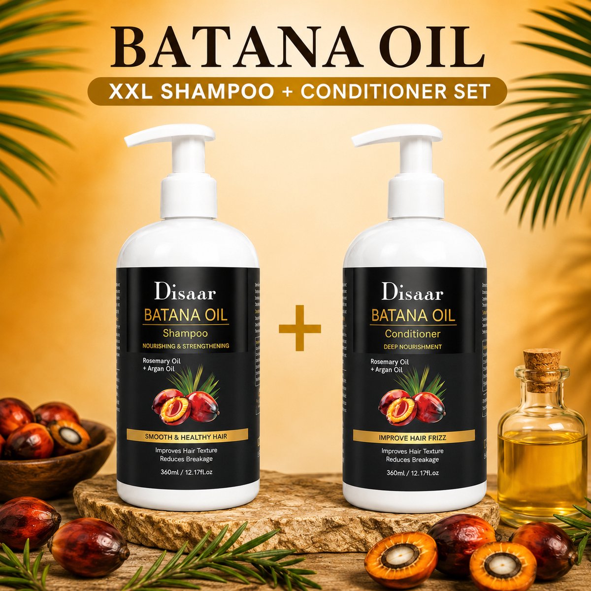 XXL Batana SHAMPOO + CONDITIONER SET - 360ML- 100% Pure Batana - Dr. Sebi