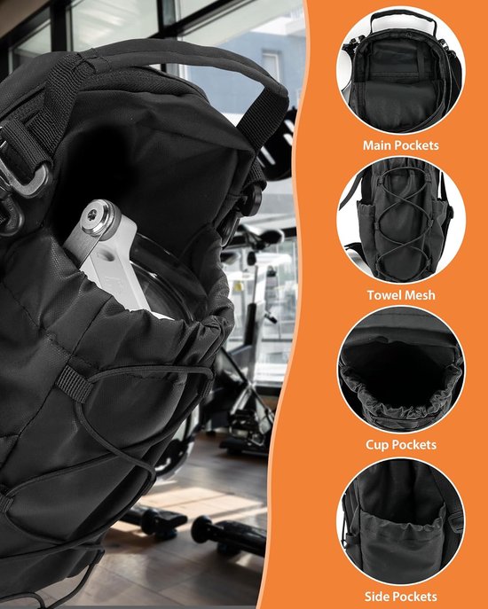 Magnetische sporttas met flessenhouder en vak voor mobiele telefoon, 4 sterke magneten, magnetische waterfles tas, schoudertas voor 1,2 l beker met handvat en drinkflessen, fitnesstas voor — afbeelding 2