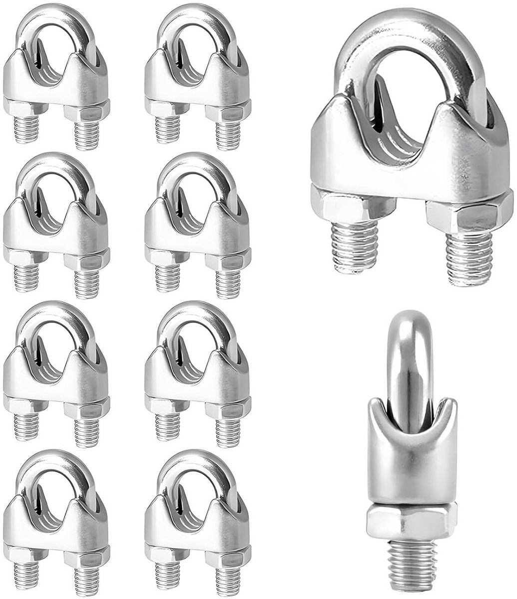 Dailygoods - 10 Stuks Roestvrijstalen Kabelklemmen M6 voor Draadkabel