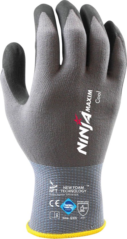 Ninja maxim cool allround montage werkhandschoenen 34872-090 luchtdoorlatend - nitril foam-coating - maat L/9 - Ninja Gloves
