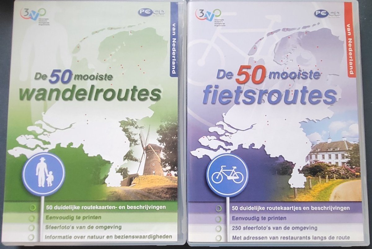 De 50 mooiste Fietsroutes + de 50 mooiste wandelroutes op PC CD ROM