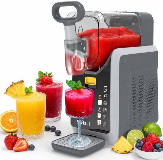 Swissl Slush Puppy Maker – Slushy Maker – Slush Puppy & Frozen Drink Machine - Voor Frozen Cocktails, Smoothies, Milkshakes & IJskoffie – 2 Liter - Compact, BPA-vrij, Transparante Tank – Inclusief 2 Recept-E-books