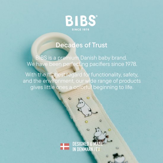 BIBS x Moomins Lus-speenclip - Soepele, veilige bediening met één hand, past op alle BIBS, machinewasbaar, slank profiel voor comfort, leeftijd 0+ - Ivory van BIBS — afbeelding 4