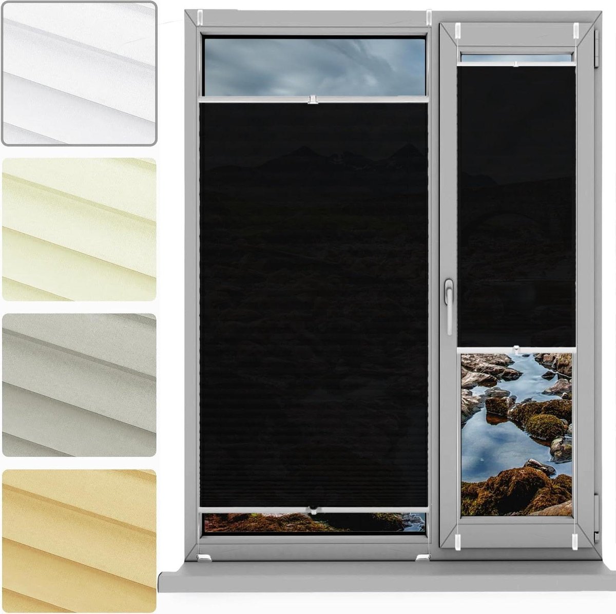 Plissé Rolgordijn - Vouwgordijn Zonder Boren - Privacy en Zonwering - Top Down Bottom Up -