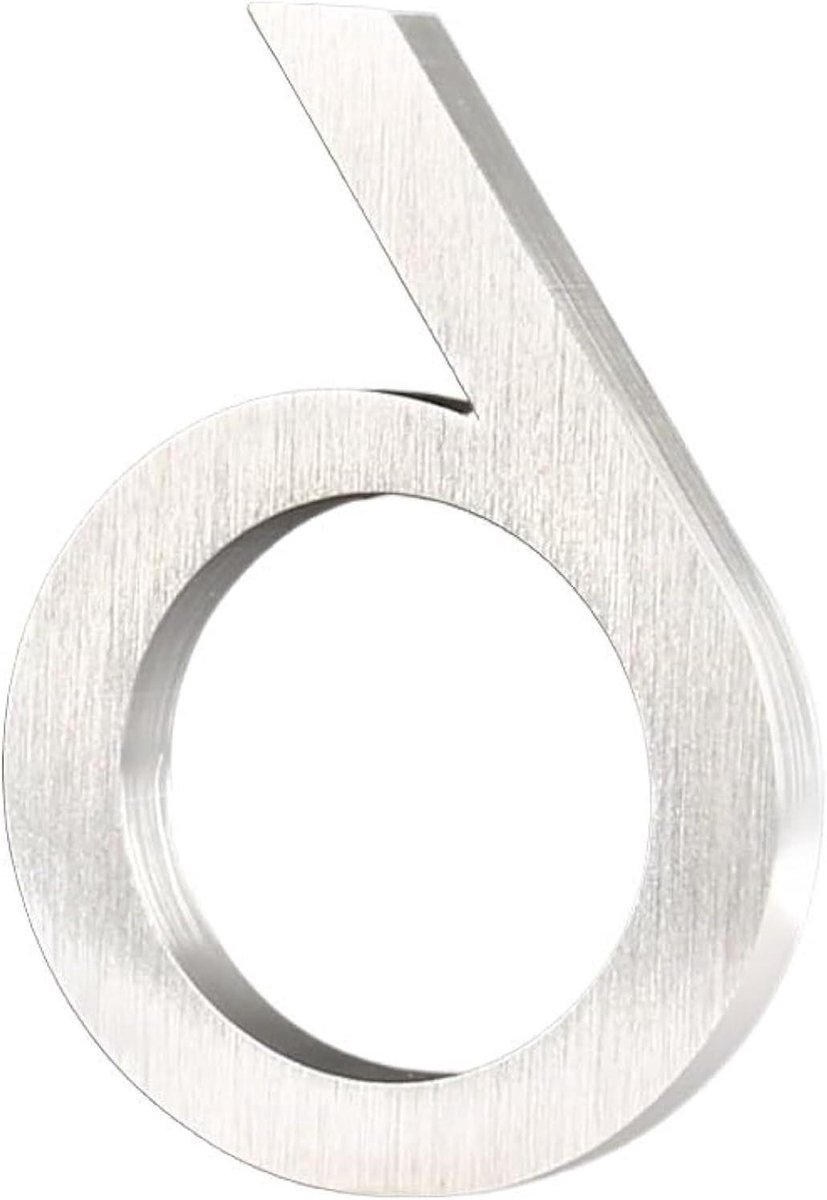 Huisnummer - Adresbord Metaal - Huis Identificeren - Zwevend Design - 15.2 cm - Zilver