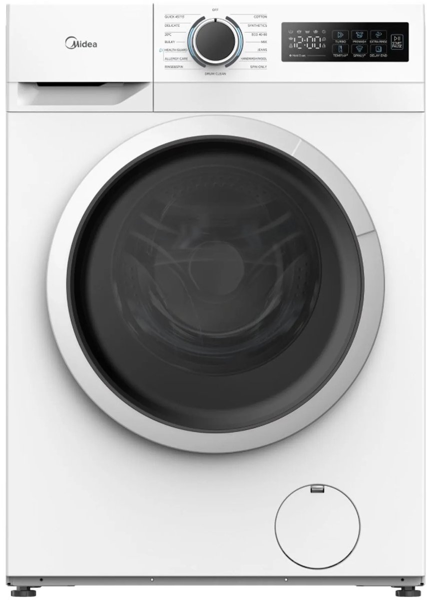 Midea MF110W70BA10/W-HR - Wasmachine - Voorlader - Wit - A label - 72 dB - 1400 rpm - 45 l Waterverbruik (per cyclus, programma eco 40-60) -Engels dis
