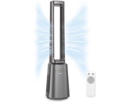 Auronic Torenventilator - Bladeless Model 2 in 1 - Luchtreiniger met HEPA-filter - Ventilator - 10 Standen - Afstandsbediening - 105 cm - Lichtgrijs