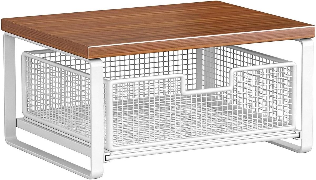 Printerkast - Opbergmand - Werkruimte Organiseren - Hoogteverstelbare Planken - 37x25x19 cm - Wit