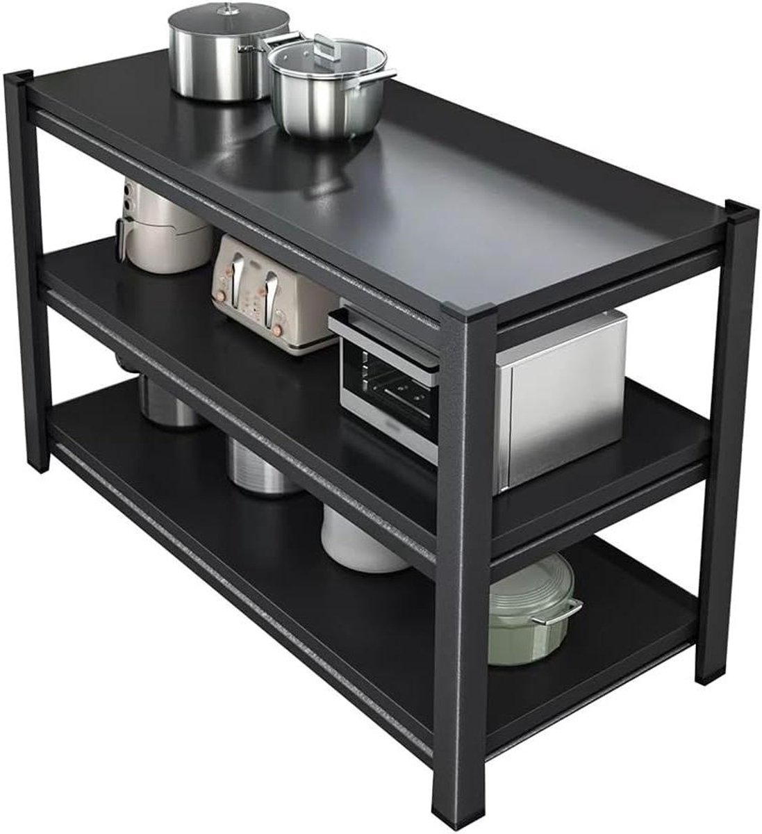 Keuken Opbergrek - Magnetron Tafel - Keuken Organiseren - Verstelbare Lagen - 60x30x80cm - Zwart