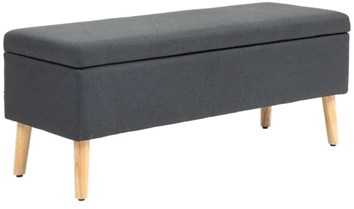 M-Goods - Opbergbank - Bedbank met Opbergruimte - Zitbank Slaapkamer - Linnenlook - Donkergrijs - 110 cm