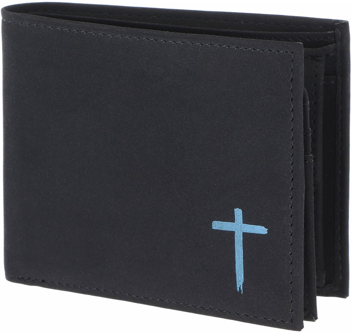 oxmox portemonnee New Cryptan RFID Protect Querscheinbörse Freedom Cross Print Cyan Black zwart