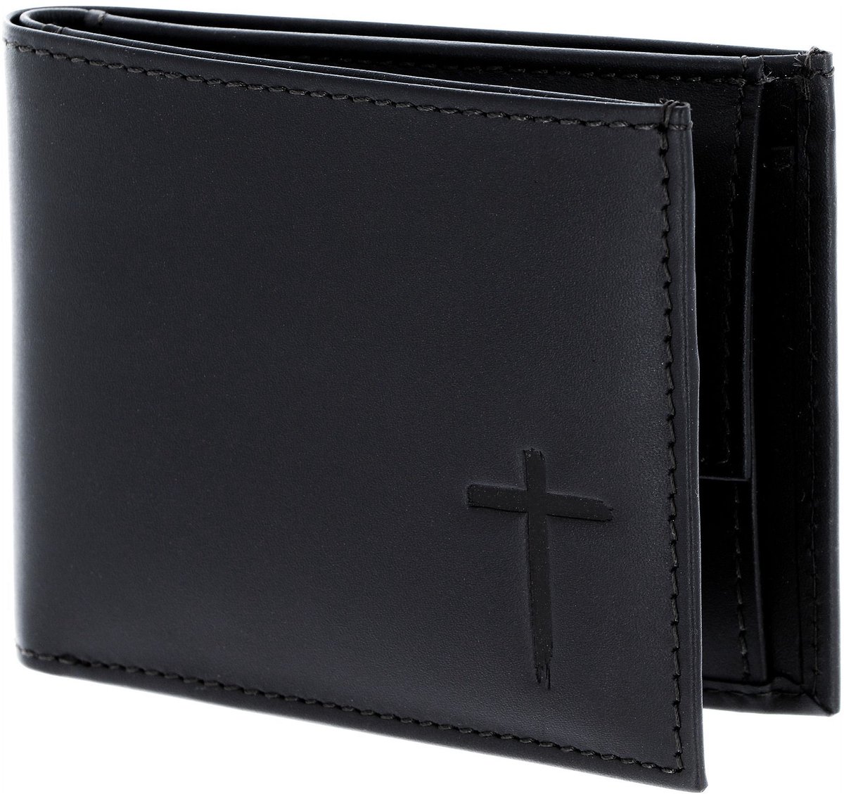 oxmox Leren portemonnee Leather RFID Protect Pocketbörse Freedom Cross Embossed Black zwart