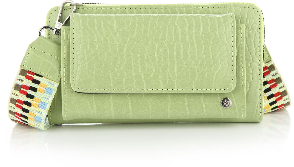 Michelle Bags & Accessoires - Schoudertasje - Telefoontasje - Portemonnee - Croco - Groen Lime