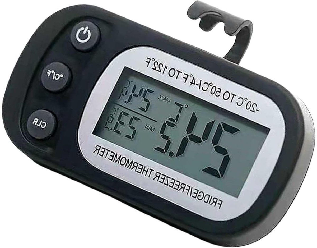 Temperatuurmeter Koelkast - Vriezer Meter - Voedsel Vers Houden - Max Min Opname - 9 x 7 x 3 cm