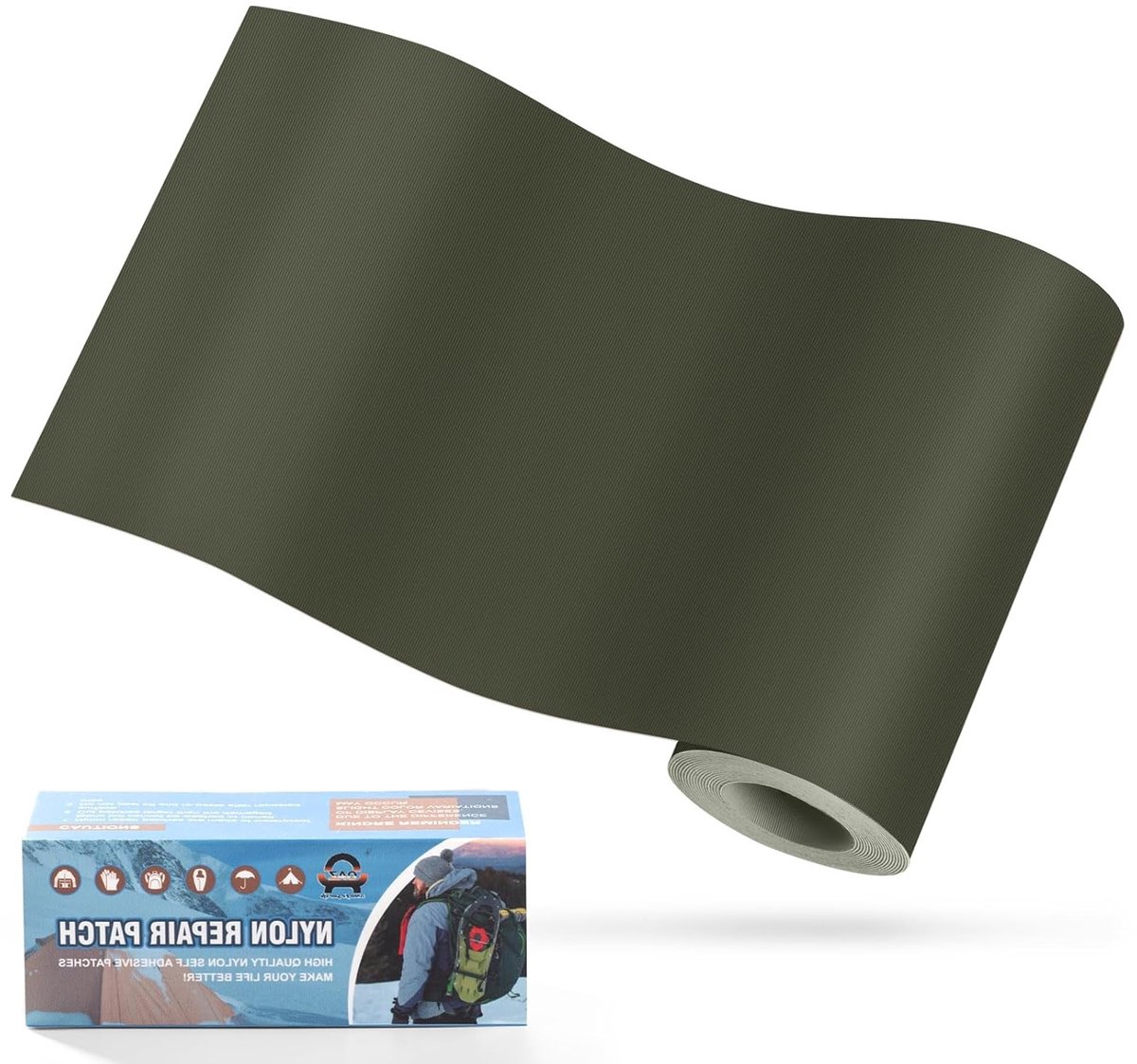 Nylon zelfklevende reparatiepatches, 10x160cm waterdicht, ideaal voor tenten, slaapzakken en jassen in legergroen