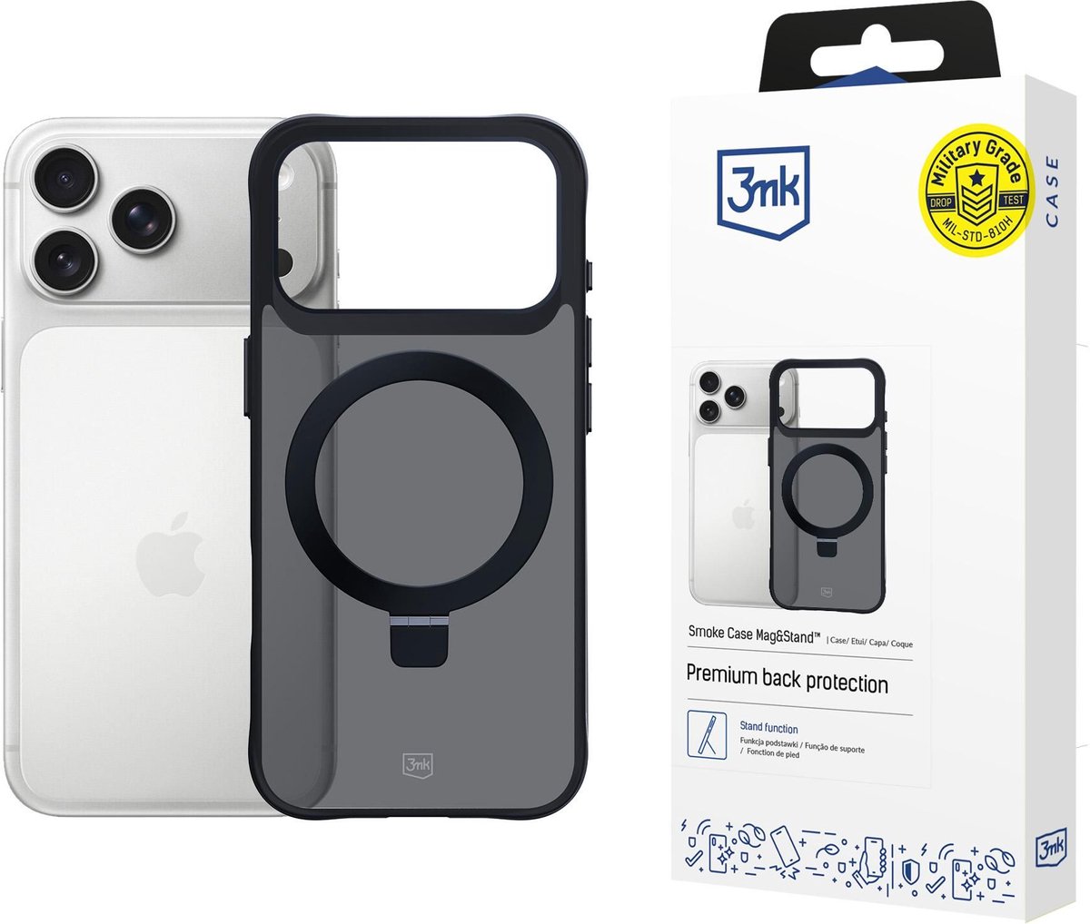 3Mk Smoke Case Mag&Stand Voor Iphone 17 Pro Max Bescherming Met Magsafe En Hoesje