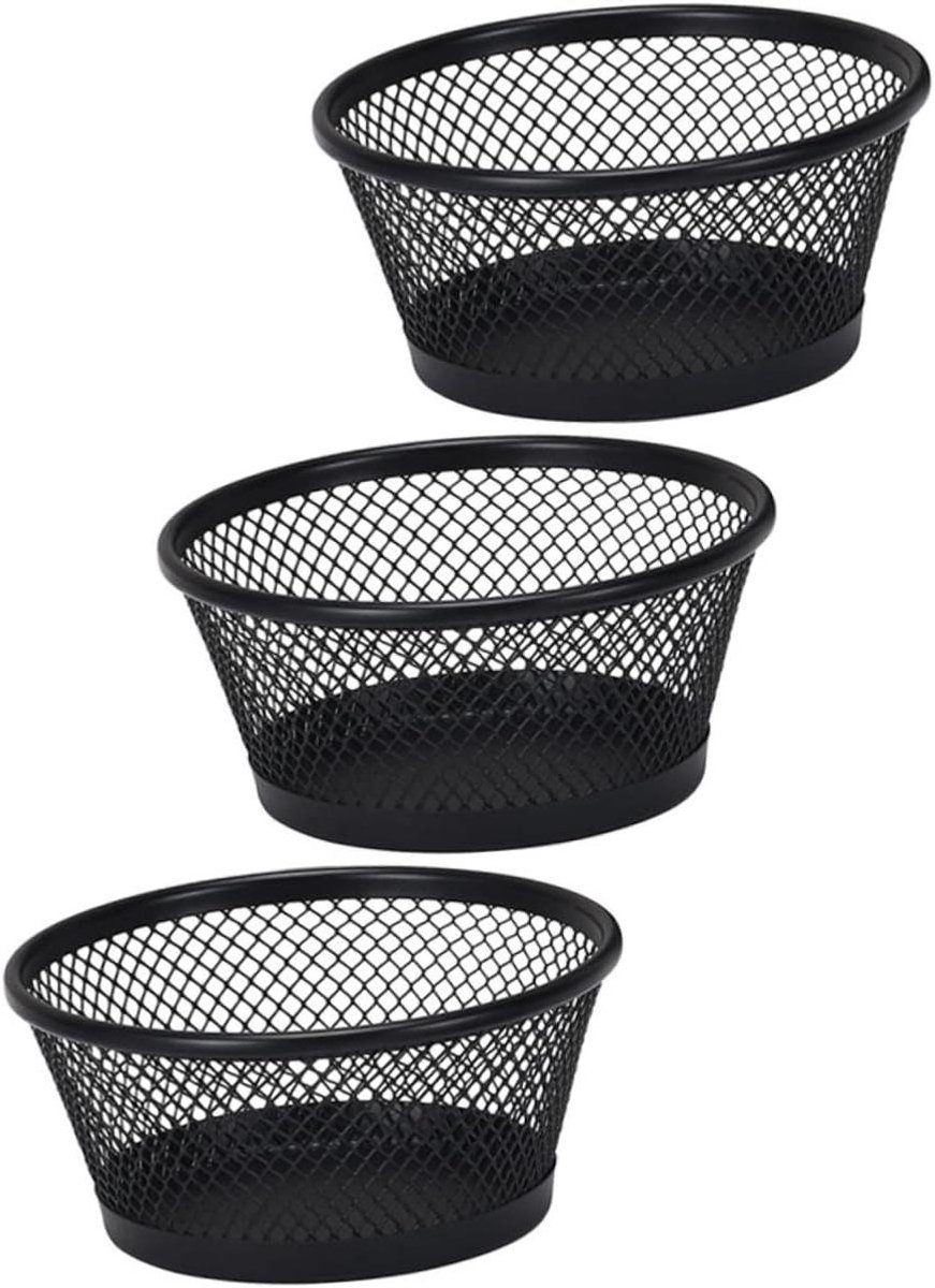 Bureau Organizer - Opbergbakjes - Bureau Opruimen - Set van 3 - 11 x 11 x 5 cm - Zwart