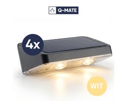 Q-Mate 4 x Solar Wandlamp Buiten - 3 lichtstanden (Warm/Wit/Koud) - Solar Tuinverlichting - Buitenlamp - Tuinverlichting op Zonne-Energie - Balkon verlichting