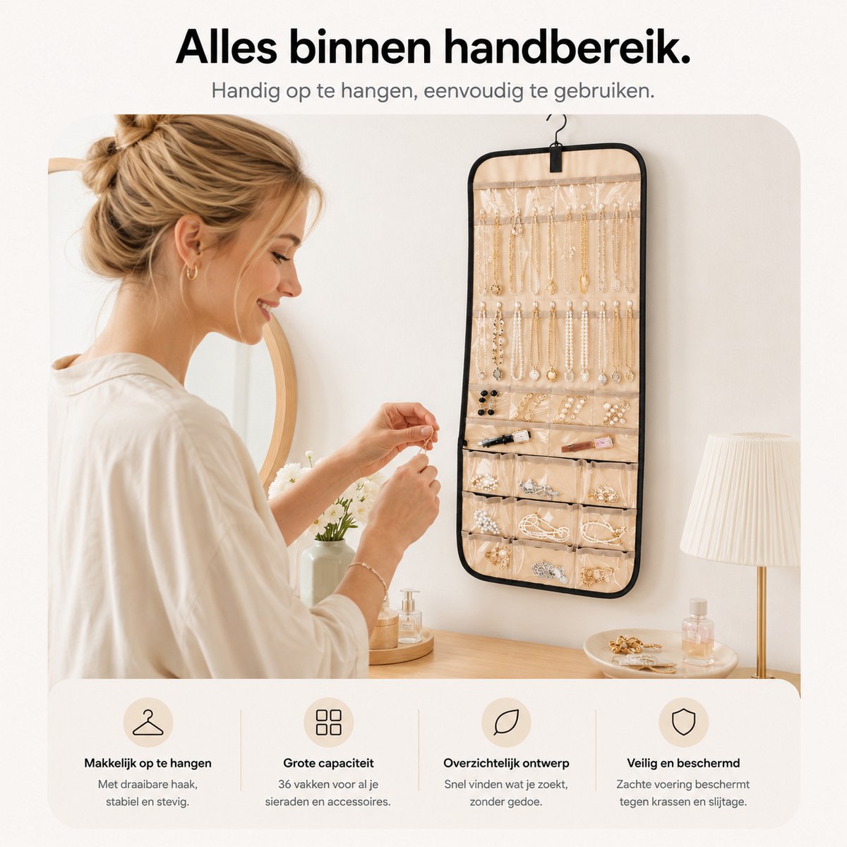BOTC Sieraden Organizer - Opbergsysteem Tweezijdig - Sieraden Opbergers - Juwelendoos - Zwart — cadeau in Wonen & Interieur - foto 2
