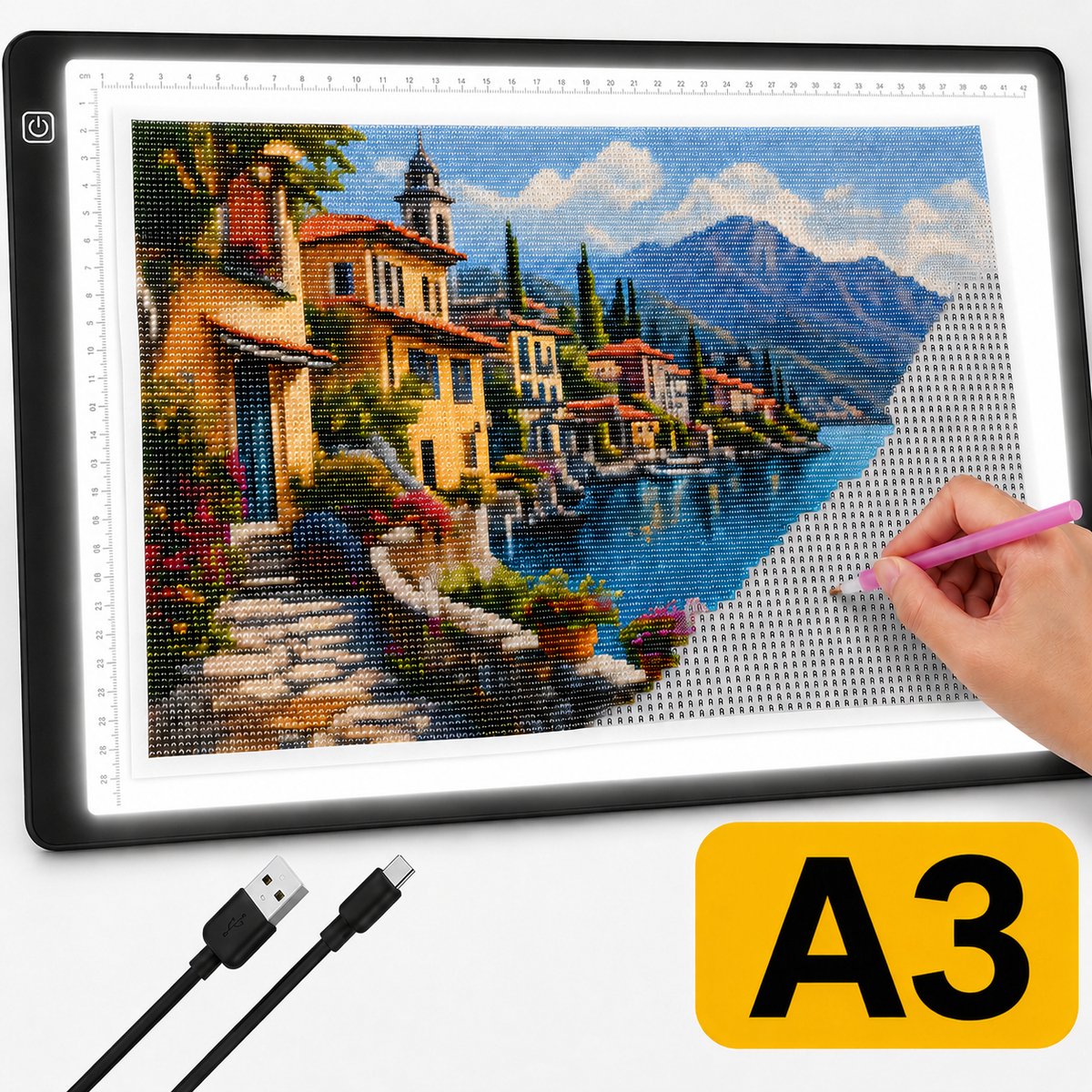 A3 Lightpad Lichtbak Diamond Painting Volwassenen | USB Dimbaar | All Smiles Premium XXL Tekenbord | 2026 MODEL | Tekenen Schetsen Hobby