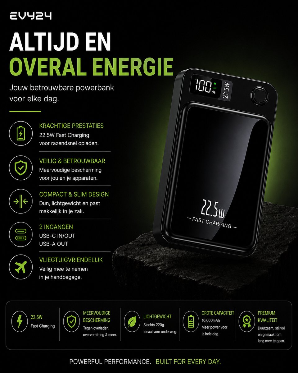 XL E-Mobility Evy24 Powerbank 10000mAh Magnetisch Draadloos - afbeelding 2