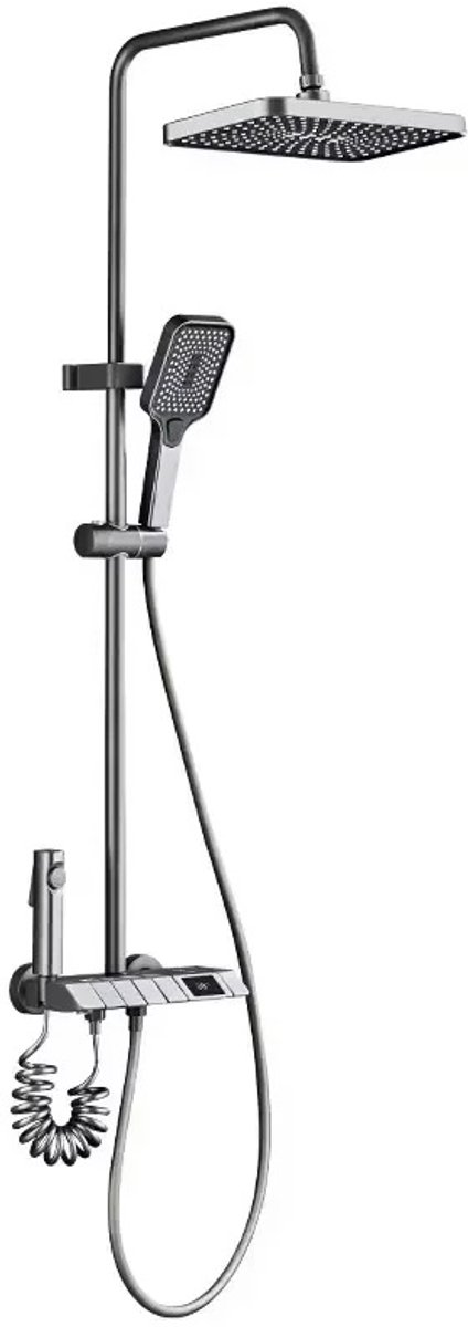 M-Goods - Regendouche Set met Thermostaatkraan en Digitaal Display - Zwarte Doucheset - Handdouche - Luxe Douchekraan