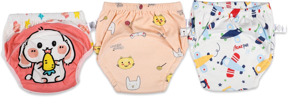 Bummy - Zindelijkheidsbroekjes - Oefenbroekjes zindelijkheid - 3 Stuks - Maat M (11-14,5kg) - Trainingsbroekjes - Wasbaar & Waterdicht - Zacht Premium Katoen - REACH-getest