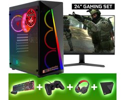 ScreenON - Gaming Set - P3 (GamePC + 24 Inch Monitor + Toetsenbord + Muis) + WiFi & Bluetooth