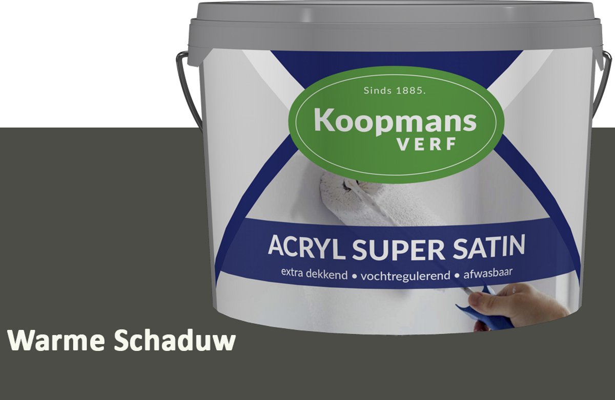 Koopmans Acryl Super Satin Zijdeglans Muurverf – Reinigbare Binnen- en Buitenverf voor Muren & Plafonds – Warme Schaduw – 5 l