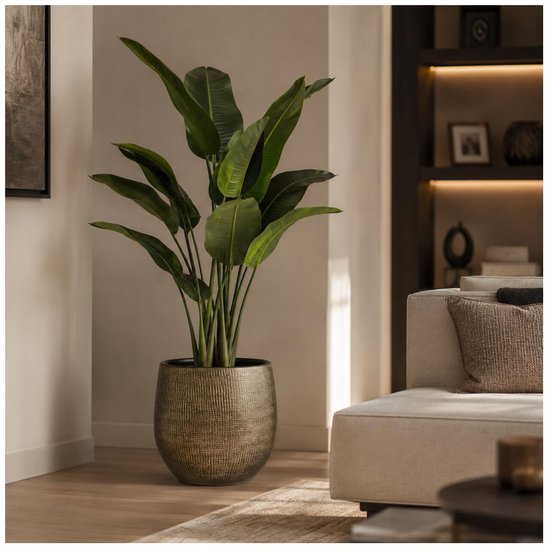 Ter Steege Plantenpot/bloempot - keramiek - metal goud - D28 x H29 cm