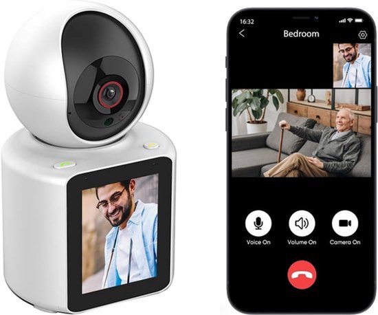 Tweerichtingscamera voor huisdieren met 2,8-inch HD-scherm, 1080P-videogesprekcamera, geschikt voor beveiliging binnenshuis, veiligheidsapparaat voor gezinsoppassers/honden/baby's, met mobiele applicatie.