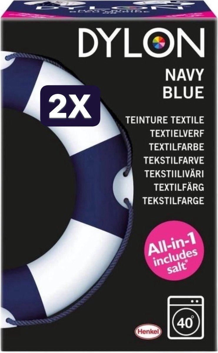 2 x DYLON Textielverf Navy Blue All-In-One