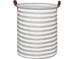 Opvouwbare wasmand met handvat, grote opbergmand 63 l, waterdichte stof, wasmand voor kinderen, voor het opruimen van de slaapkamer - grijs gestreept