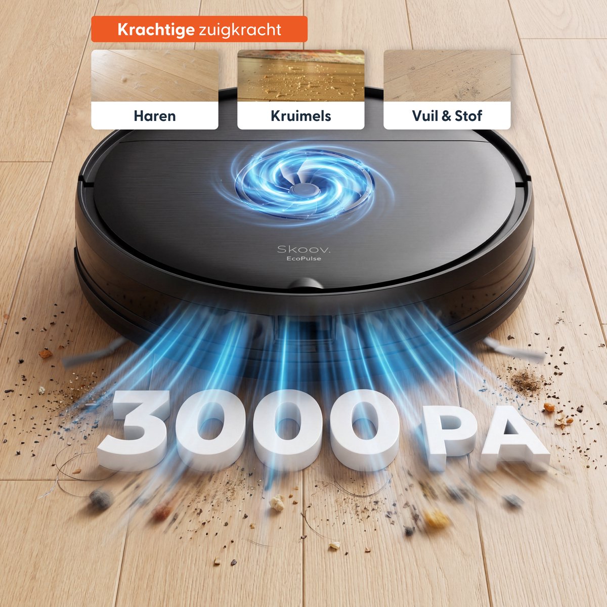 Skoov EcoPulse Robotstofzuiger met Dweilfunctie & Laadstation - Dweilrobot - Huisdieren - Dweil - Hepa - Automatische stofzuiger - Vacuum - Robot - In 1 — afbeelding 3