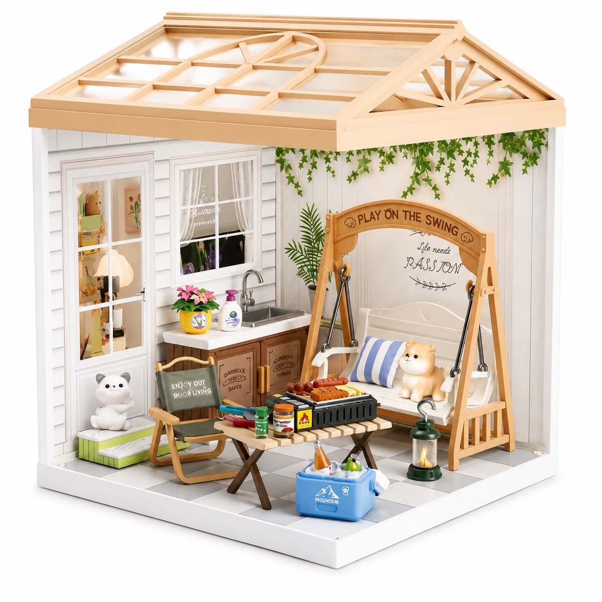Dreamy miniatuurhuisje Binnenplaats met ledlamp 82 onderdelen DIY Modelbouw Knutselen